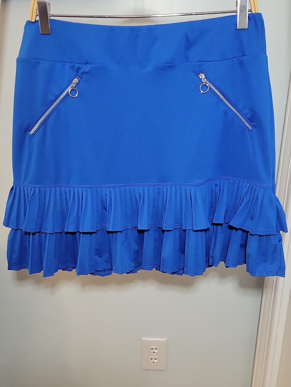 Tail Deep Blue Ruffle-Hem Athletic Skort with Zip Accents Size Medium